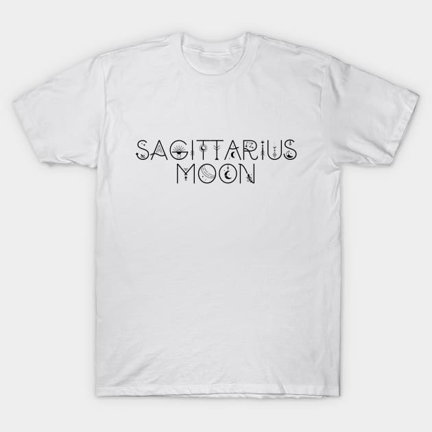 Sagittarius moon sign celestial typography T-Shirt by lilacleopardco